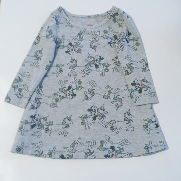 Disney Junior Toddler Girl  Minnie Mouse Unicorn Long Sleeve Dress  Sz 18 Months - Picture 1 of 5